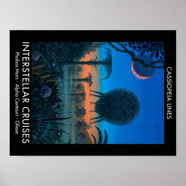 Poster SciFi Art Cassiopeia Lines Interstellar Cruises (Frente)