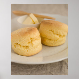 Póster Scone liso com manteiga na placa