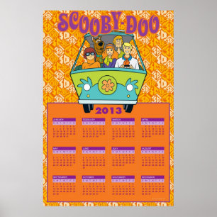 Poster Scooby-Doo o calendário da máquina 2013 do