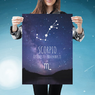 Poster Scorpio Constelação Zodiac Personalizada