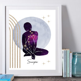 Poster Scorpio Feminina Roxo-Dourado Design