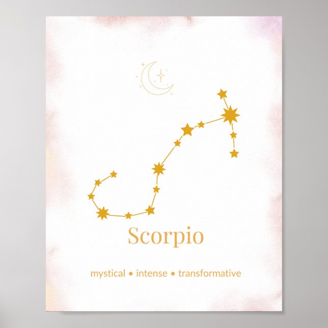 Poster Scorpio Gold Zodiac Wall Art – Celestial Constella (Frente)