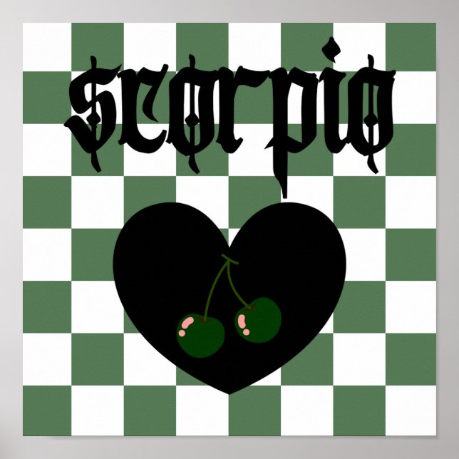 Poster Scorpio Gothic Aestética Checkup Cherry Art (Frente)