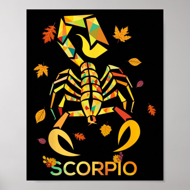 Poster Scorpio Zodiac Fall Scorpion Aniversário (Frente)
