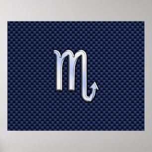 Póster Scorpio Zodiac - Sinal marinho de fibra de carbono