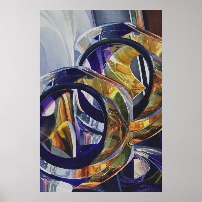 Poster "Scotch on the Rocks" Art Glass Watercolor (Frente)