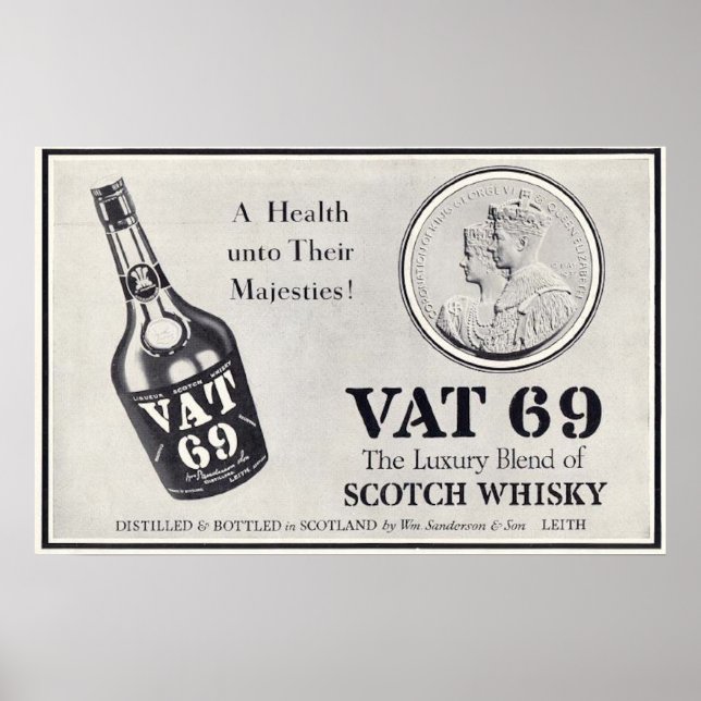 Poster Scotch wiskey do Vat 69 (Frente)