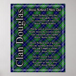 Poster Scotland Bonnie eu Adore o Tartan de Douglas do