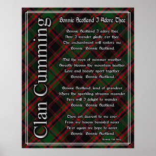 Póster Scotland Bonnie eu Adore o Tartan do Cumming do