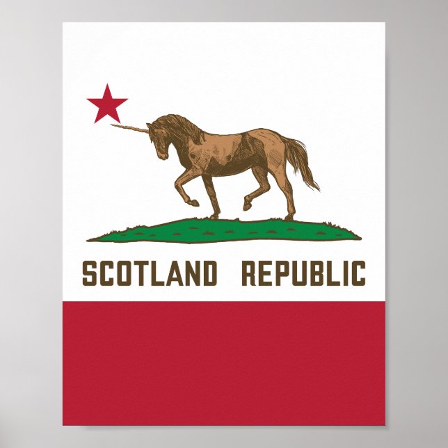 Poster Scotland Republic California Flag Unicorn (Frente)