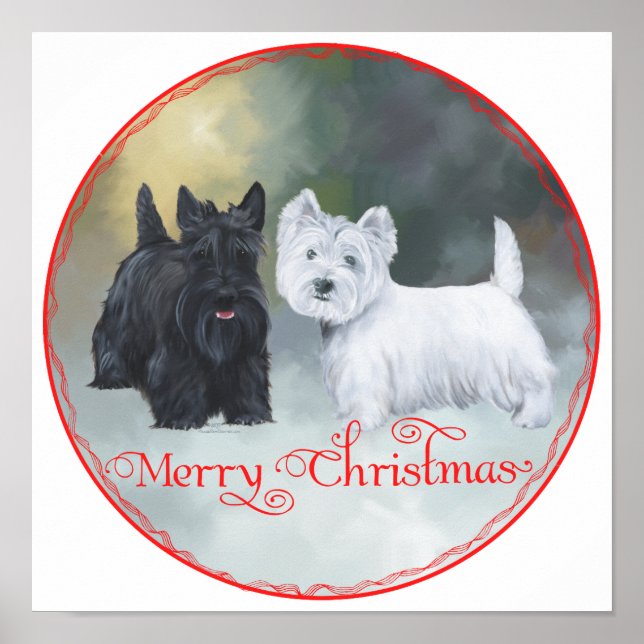 Póster Scottie Westie Natal (Frente)