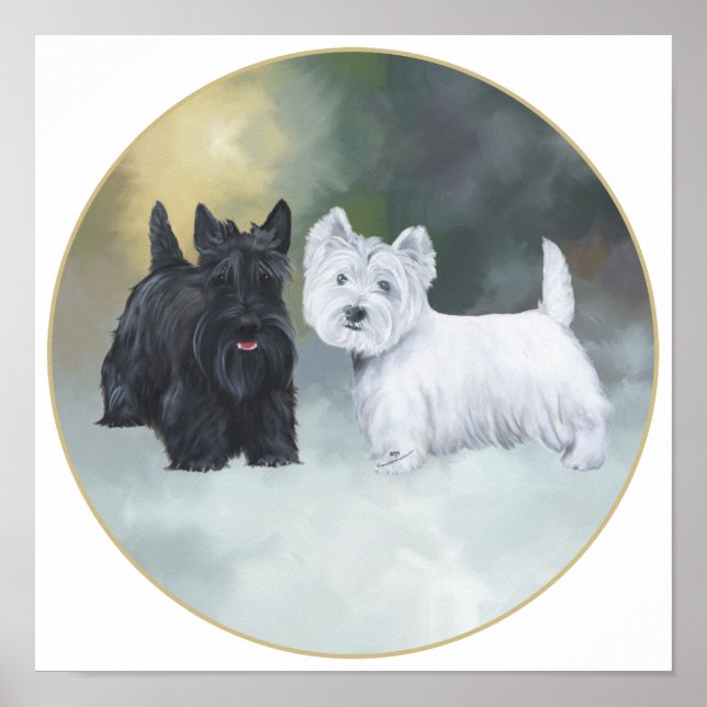 Poster Scottie Westie Wintertime (Frente)