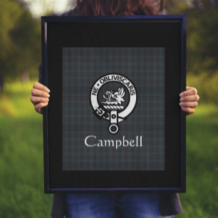 Poster Scottish Campbell Crest Crachá & Tartan
