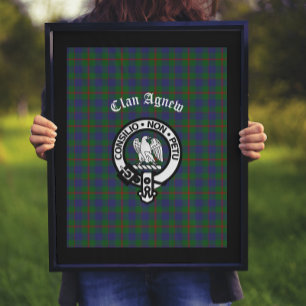 Poster Scottish Clan Agnew Crest & Tartan