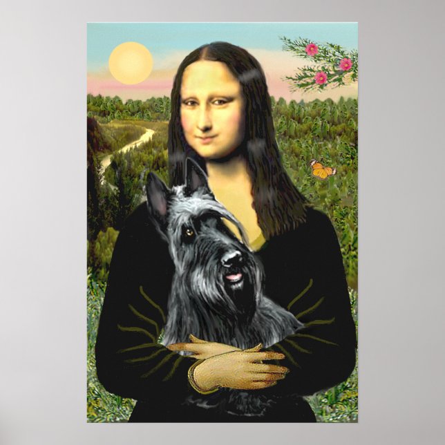 Póster Scottish Terrier 3 - Mona Lisa (Frente)