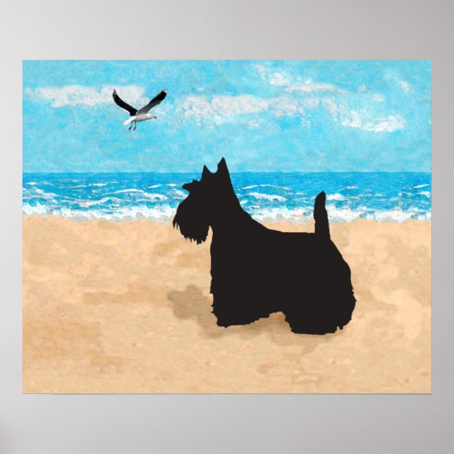 Póster Scottish Terrier e Seagull (Frente)