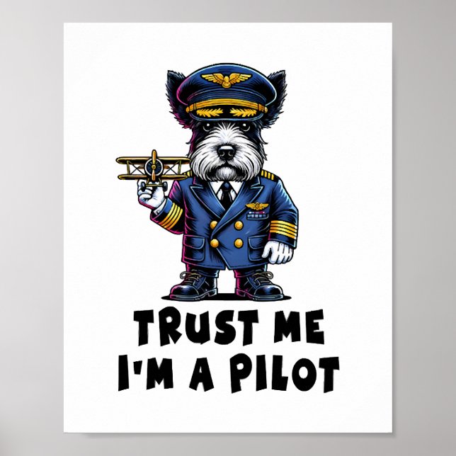 Poster Scottish Terrier Trust Me Sou Um Piloto (Frente)