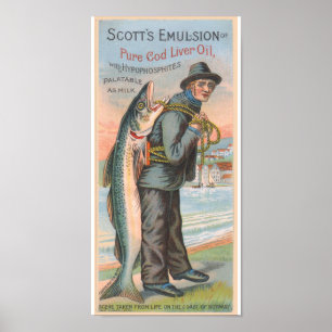 Poster Scotts Cod Liver Oil Vintage Anúncio