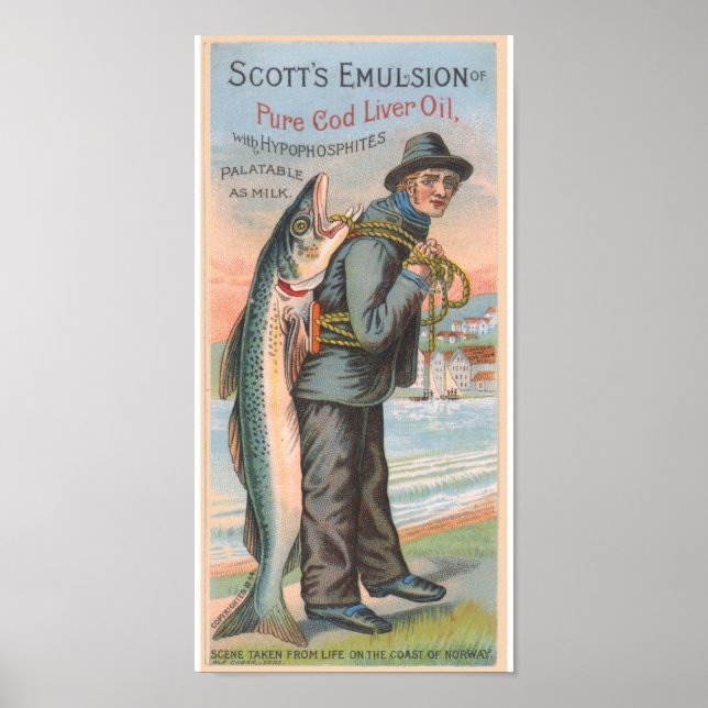 Poster Scotts Cod Liver Oil Vintage Anúncio (Frente)