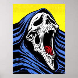 Poster Screaming Hell Skull Pop Art Hooded Horror