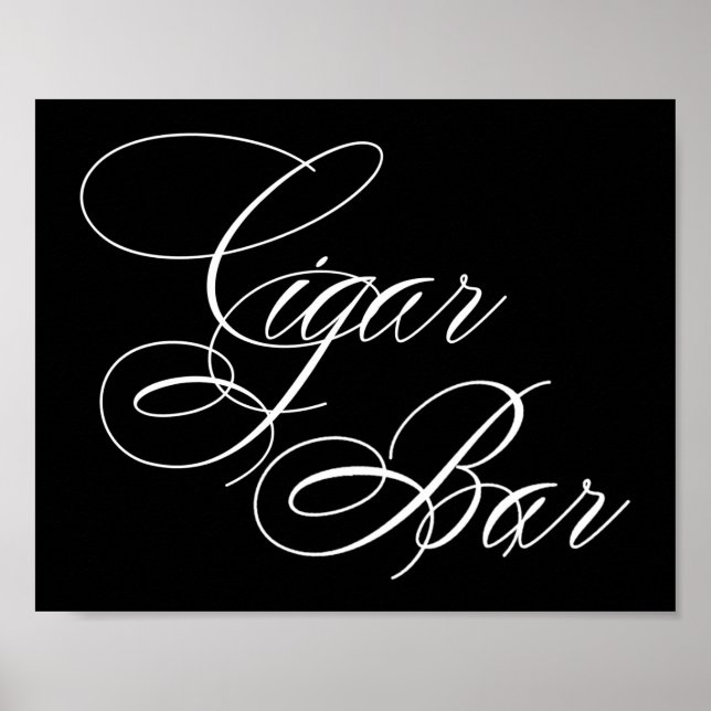 Poster Script Branco do Bar de Charuto Elegante | Mesa ho (Frente)