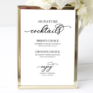 Poster Script Chic Black de Cocktails de Assinatura