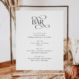 Poster Script Clássico O Sinal De Menu Bebidas De Casamen