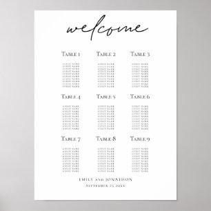 Poster Script de Boas-vindas do Plano de Seating do Casam