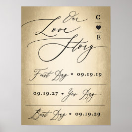 Poster Script De Caligrafia No Sinal De Casamento Da Hist