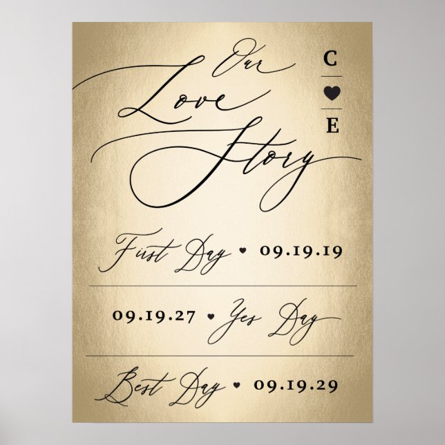 Poster Script De Caligrafia No Sinal De Casamento Da Hist (Frente)