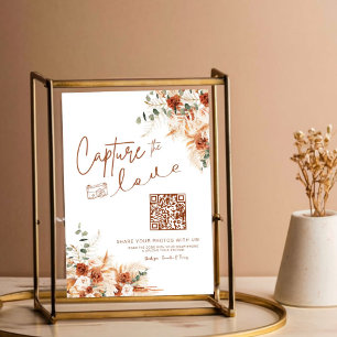Poster Script de Código QR Boho-Chic Captura o Casamento 