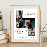 Poster Script do Melhor Pai Nunca | Manutenção do Dia de<br><div class="desc">Envie um belo presente de dia de os pais personalizado para o seu pai que ele apreciará. Colagem especial de fotos personalizadas da família de dias de os pais para mostrar suas fotos e memórias especiais da família. Nosso design apresenta um simples design de grade de colagem de 4 fotos...</div>