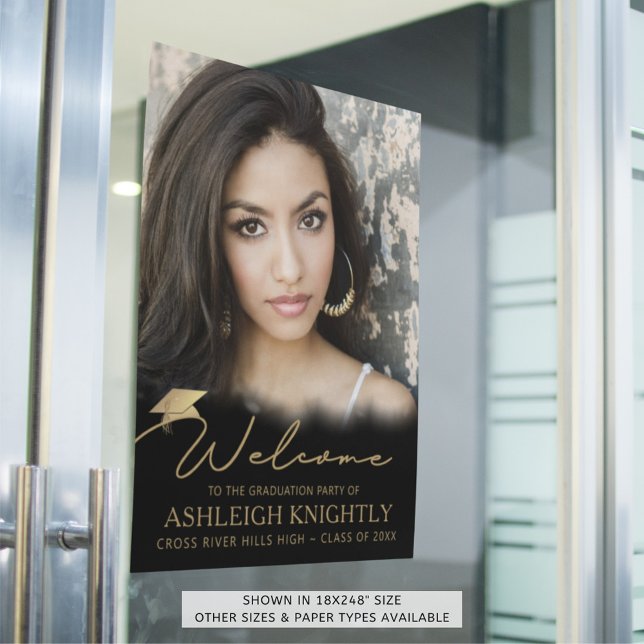 Poster Script Dourado de Foto de Boas-vindas da festa de  (Criador carregado)