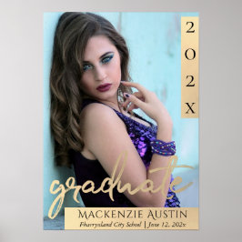 Poster Script Dourado do formando | Elegante Formando