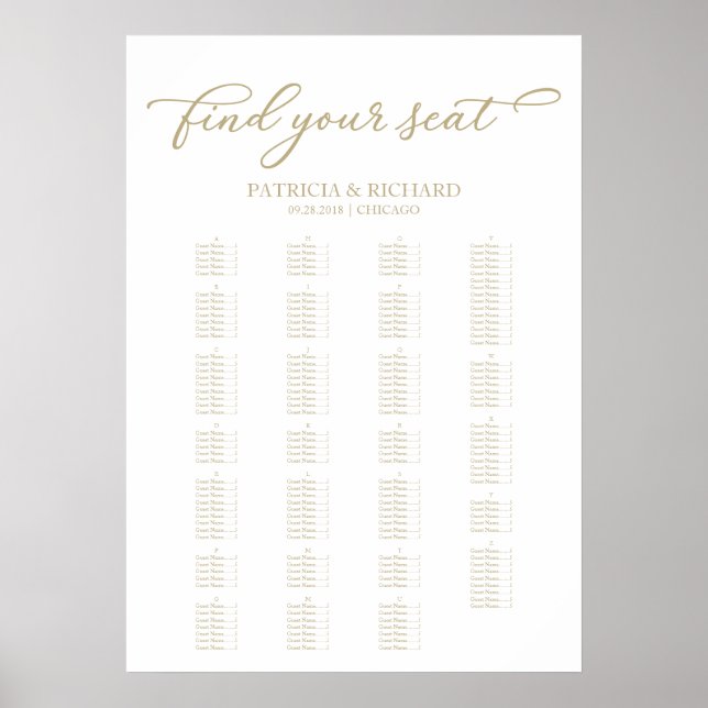 Poster Script Dourado Elegante do Gráfico de Sentação Alf (Frente)