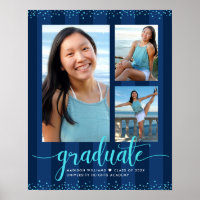 Script Glitter de Foto Turquoise de Graduação de m