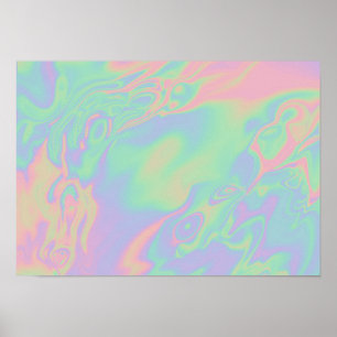 Poster Script Holográfico Moderno de Efeito Arco-Íris P