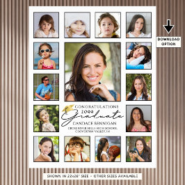 Poster Script manuscrito de colagem de fotos do formando 