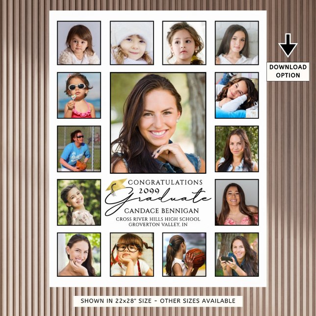 Poster Script manuscrito de colagem de fotos do formando  (Criador carregado)