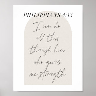 Poster Script Mínimo Boho Beige Philippians 4:13