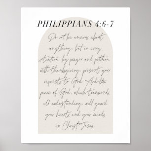 Poster Script Mínimo Boho Beige Philippians 4:6-7