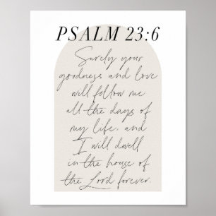 Poster Script Mínimo de Arch Boho Beige Do Psalm 23:6