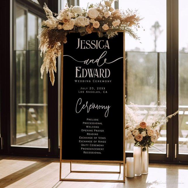 Póster Script Mínimo Simples preto branco branco preto (Criador carregado)