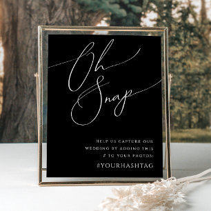 Poster Script Mínimo Whimsical Hashtag Black Oh Snap