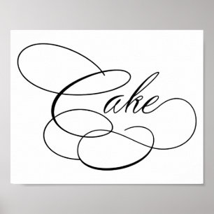 Poster Script Preto de Bolo Elegante Mesa horizontal