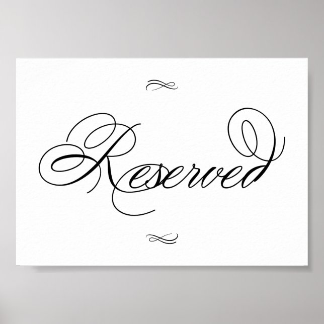 Poster Script Preto de Mesa Reservado Elegante | Horizont (Frente)