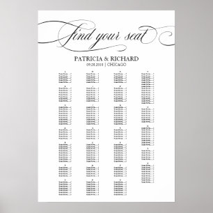 Poster Script Preto Elegante de Gráfico de Bancos Alfab