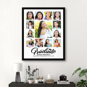 Poster Script Preto para Colagem de Fotos K-12 Graduação