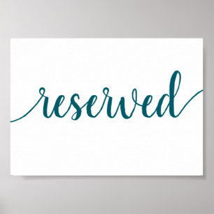 Poster Script Teal   Símbolo de Mesa Reservado Azul Aqua 