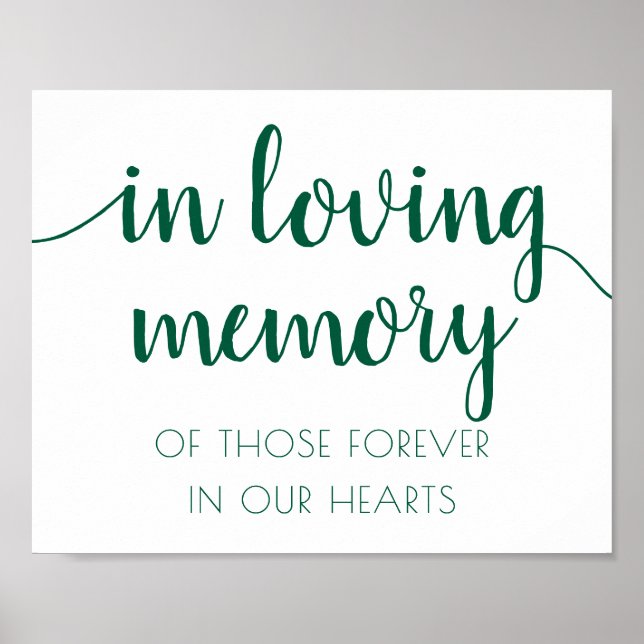 Poster Script Verde Neo Mint | Trendy Loving Memory Sign (Frente)